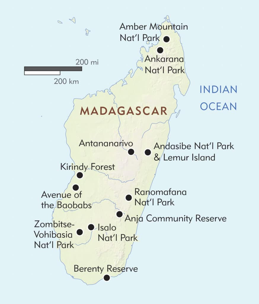 Madagascars National Parks Map.